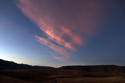 Sunset clouds over the Senqu River canyon at dusk