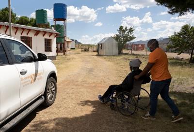 MDR-TB patient Qacha Qabane arrive for an appointment