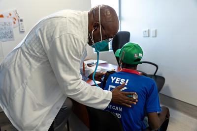 Kaizer Mahapa during a follow-up appointment