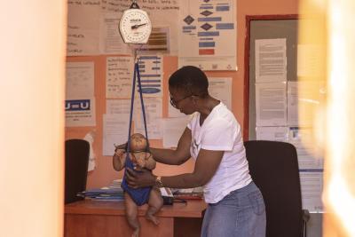 weighing baby